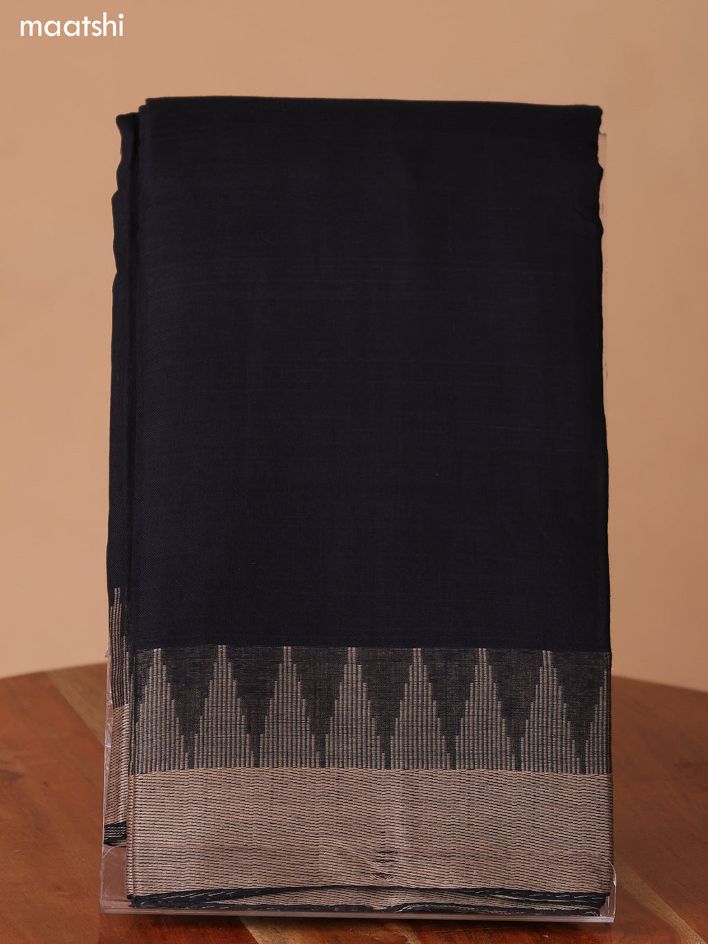 Black Narayanpet Cotton Dress Material With Plain Body & Thread Woven Border and Running Bottom & Duppata