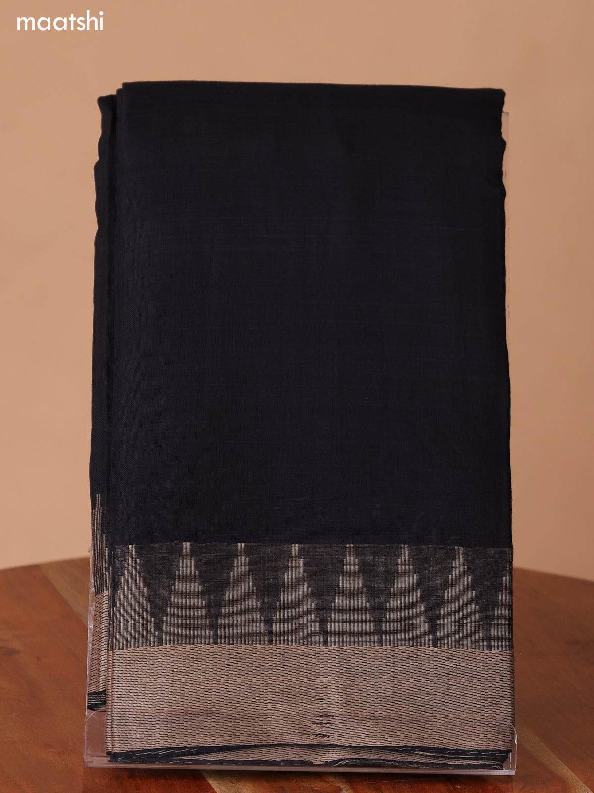 Black Narayanpet Cotton Dress Material With Plain Body & Thread Woven Border and Running Bottom & Duppata