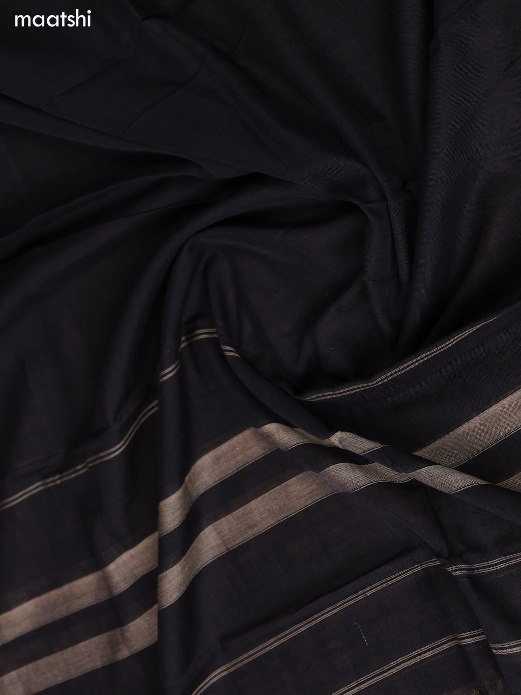 Black Narayanpet Cotton Dress Material With Plain Body & Thread Woven Border and Running Bottom & Duppata