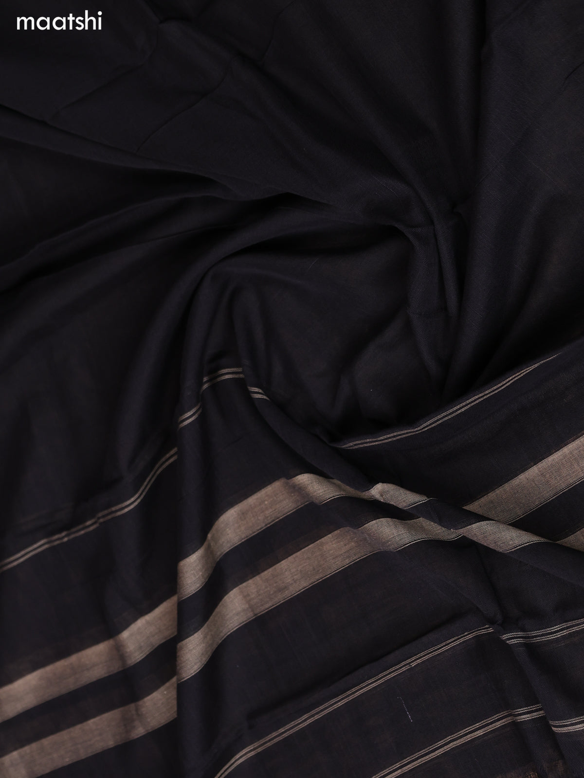 Black Narayanpet Cotton Dress Material With Plain Body & Thread Woven Border and Running Bottom & Duppata