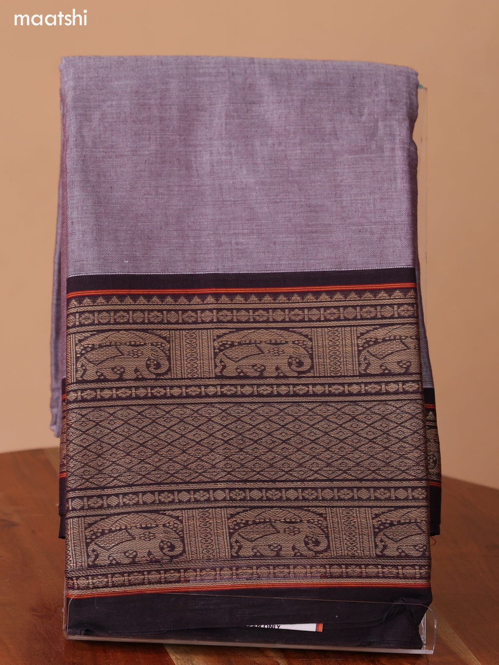 Grey Narayanpet Cotton Dress Material With Plain Body & Thread Woven Border and Running Bottom & Duppata