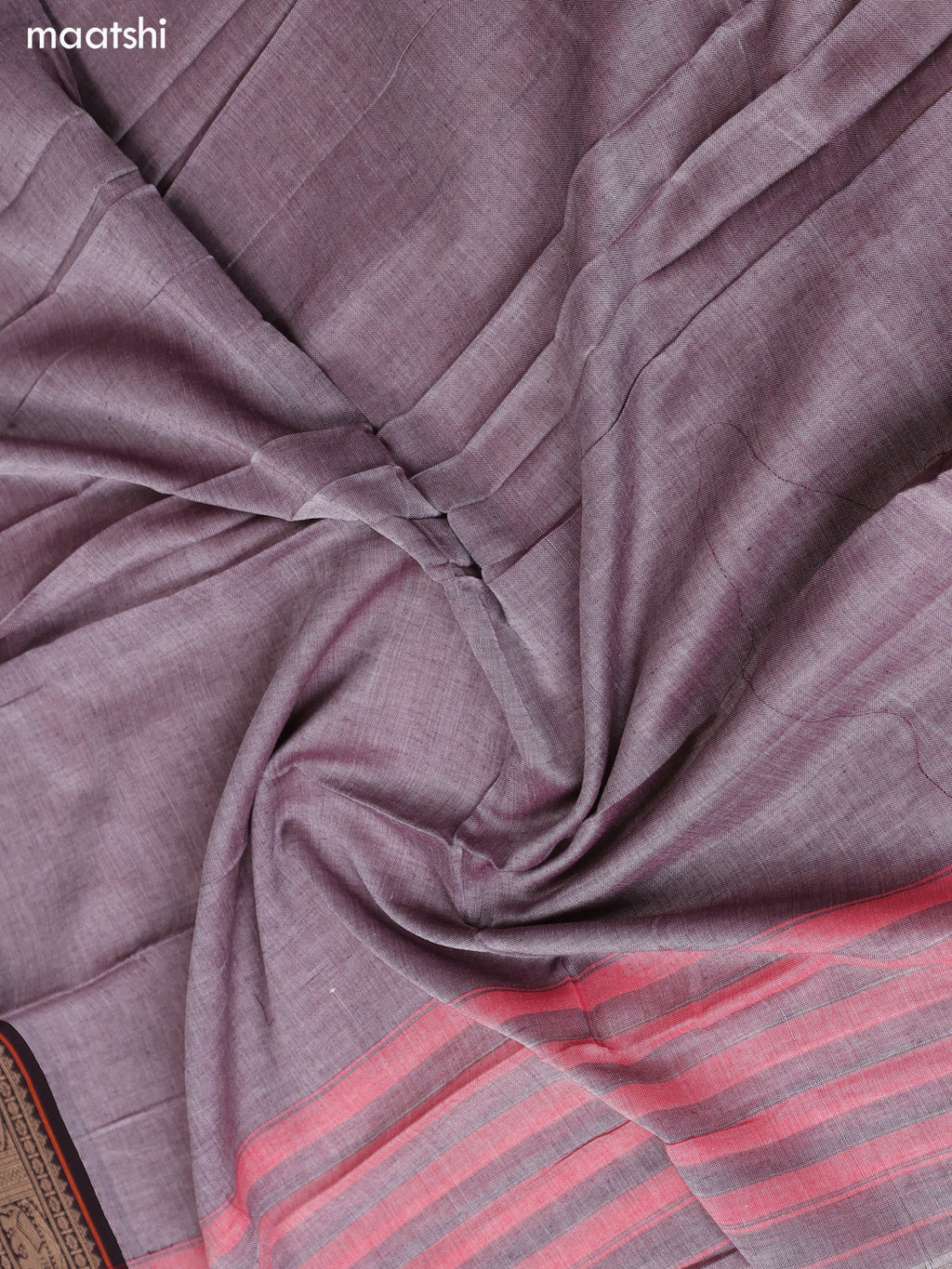 Grey Narayanpet Cotton Dress Material With Plain Body & Thread Woven Border and Running Bottom & Duppata