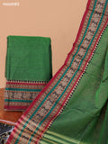 Green Narayanpet Cotton Dress Material With Plain Body & Thread Woven Border and Running Bottom & Duppata