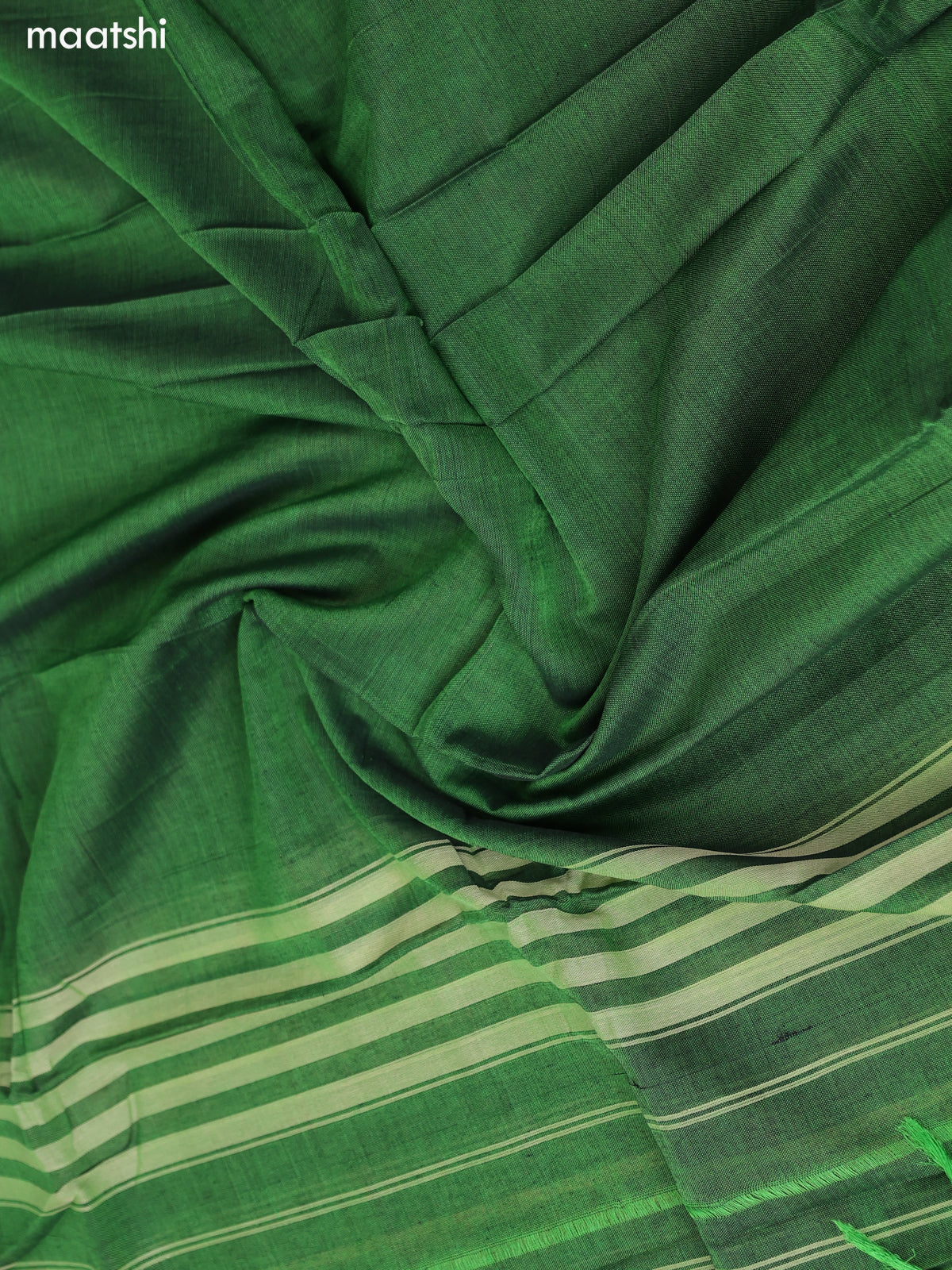 Green Narayanpet Cotton Dress Material With Plain Body & Thread Woven Border and Running Bottom & Duppata