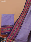 Lavender and Deep Violet Narayanpet Cotton Dress Material With Plain Body & Thread Woven Border and Running Bottom & Duppata