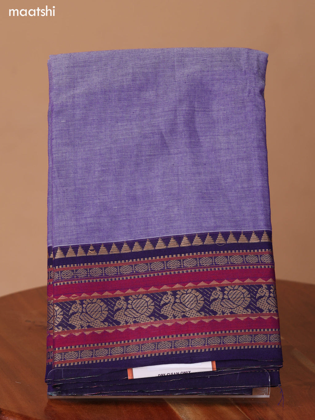 Lavender and Deep Violet Narayanpet Cotton Dress Material With Plain Body & Thread Woven Border and Running Bottom & Duppata