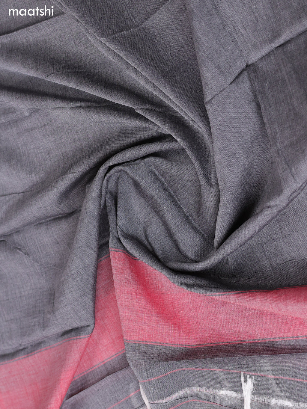 Grey Narayanpet Cotton Dress Material With Plain Body & Thread Woven Border and Running Bottom & Duppata