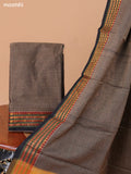 Chiku Shade Narayanpet Cotton Dress Material With Plain Body & Thread Woven Border and Running Bottom & Duppata