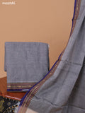 Grey and Blue Narayanpet Cotton Dress Material With Plain Body & Thread Woven Border and Running Bottom & Duppata