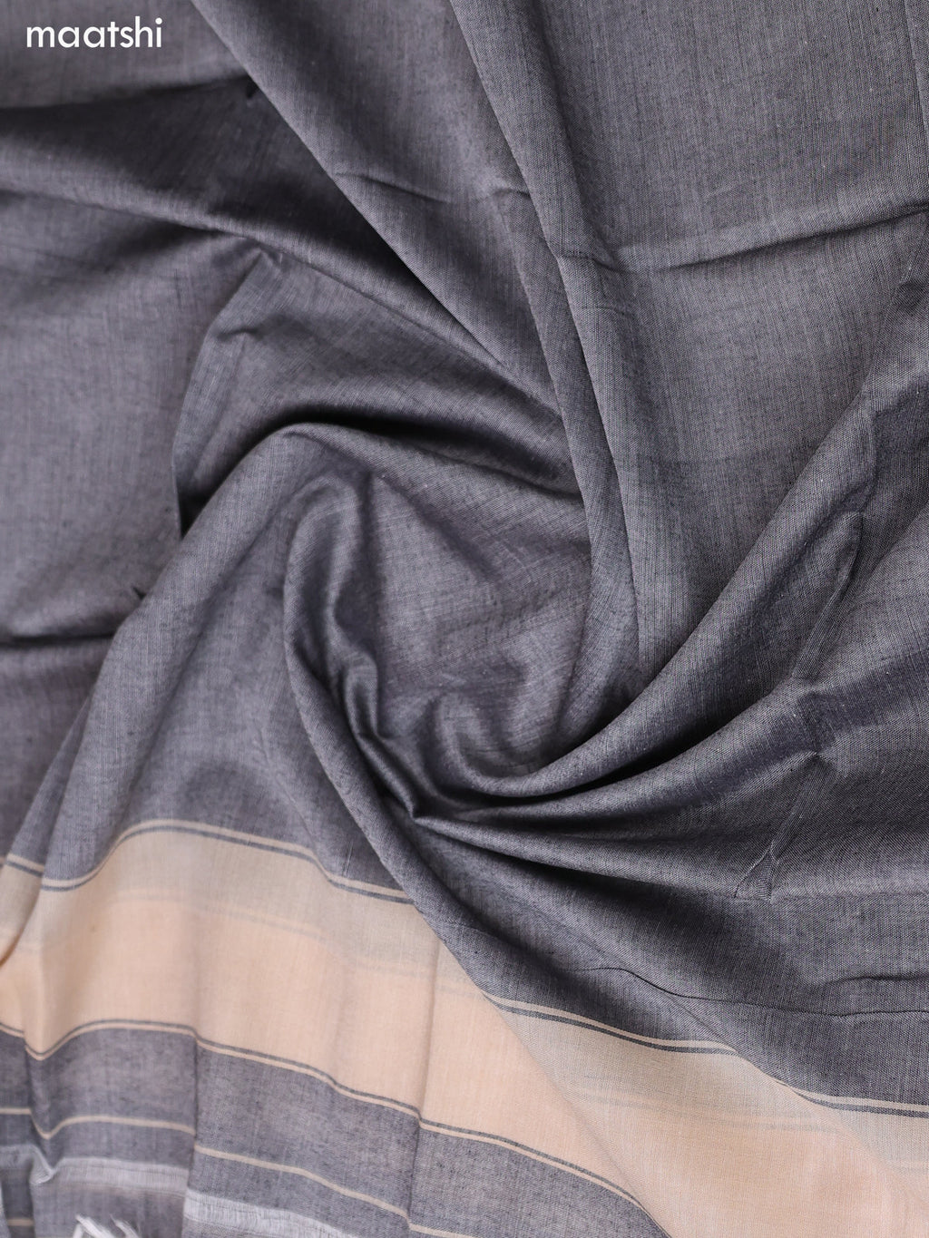 Grey and Blue Narayanpet Cotton Dress Material With Plain Body & Thread Woven Border and Running Bottom & Duppata