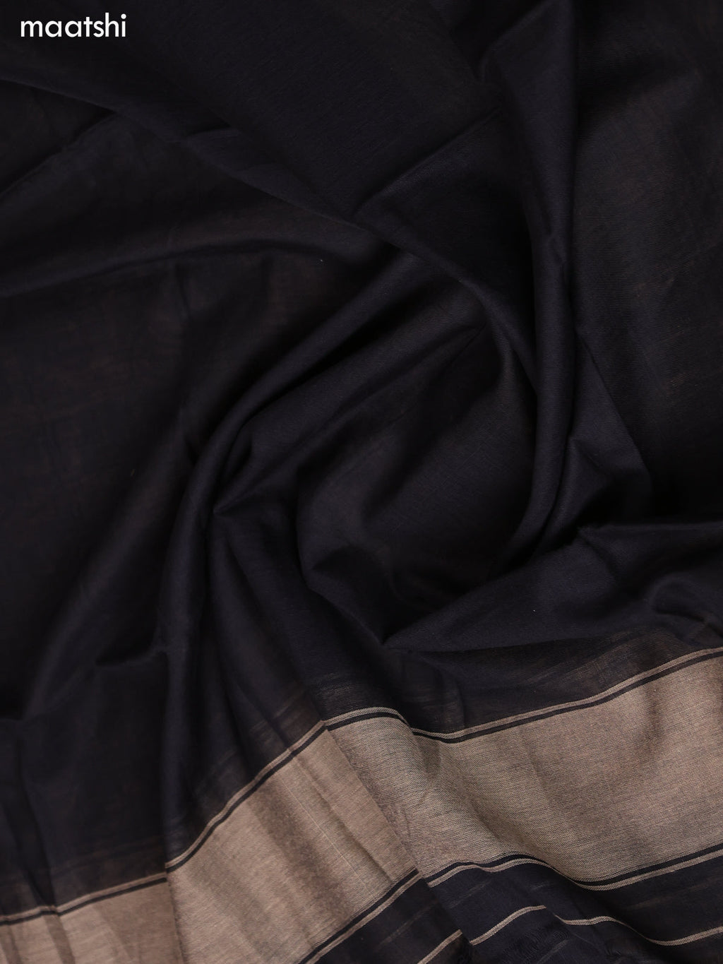 Black Narayanpet Cotton Dress Material With Plain Body & Thread Woven Border and Running Bottom & Duppata