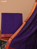 Deep Violet Narayanpet Cotton Dress Material With Plain Body & Thread Woven Border and Running Bottom & Duppata