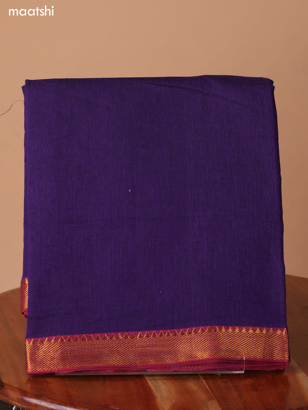 Deep Violet Narayanpet Cotton Dress Material With Plain Body & Thread Woven Border and Running Bottom & Duppata