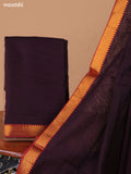 Deep Brown Narayanpet Cotton Dress Material With Plain Body & Thread Woven Border and Running Bottom & Duppata