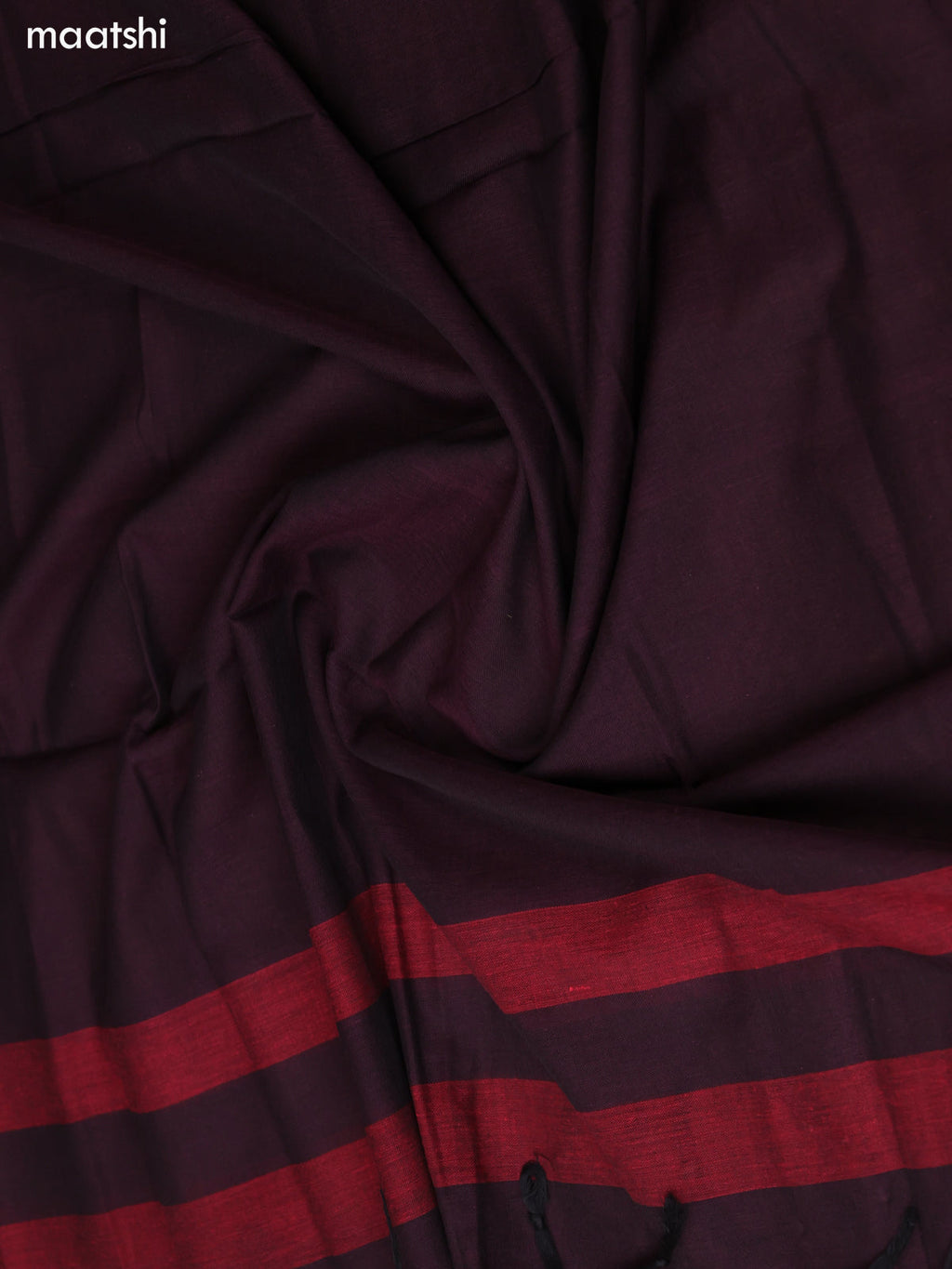 Deep Brown Narayanpet Cotton Dress Material With Plain Body & Thread Woven Border and Running Bottom & Duppata