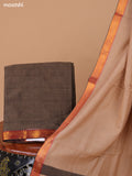 Chiku Shade Narayanpet Cotton Dress Material With Plain Body & Thread Woven Border and Running Bottom & Duppata