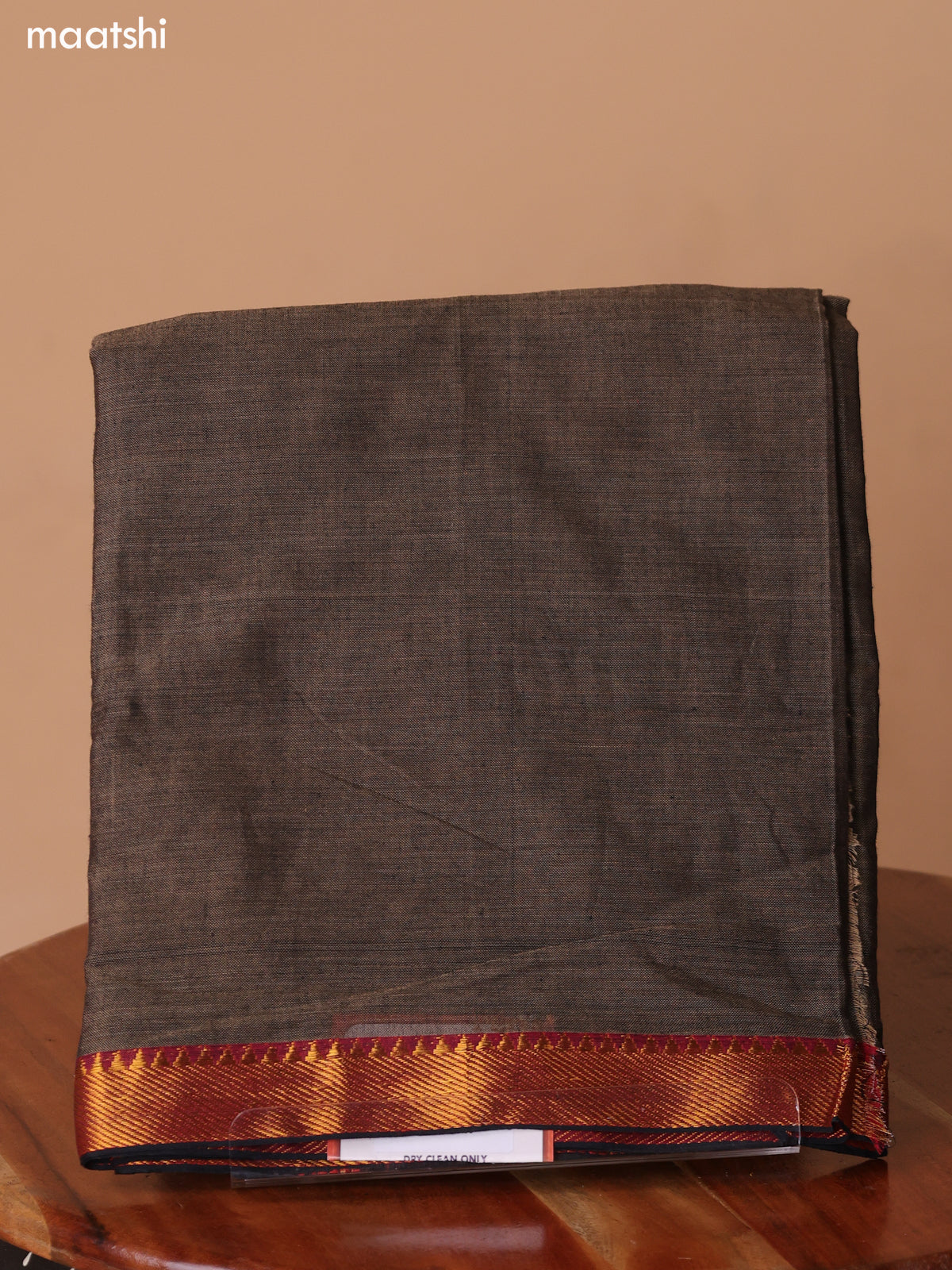 Chiku Shade Narayanpet Cotton Dress Material With Plain Body & Thread Woven Border and Running Bottom & Duppata