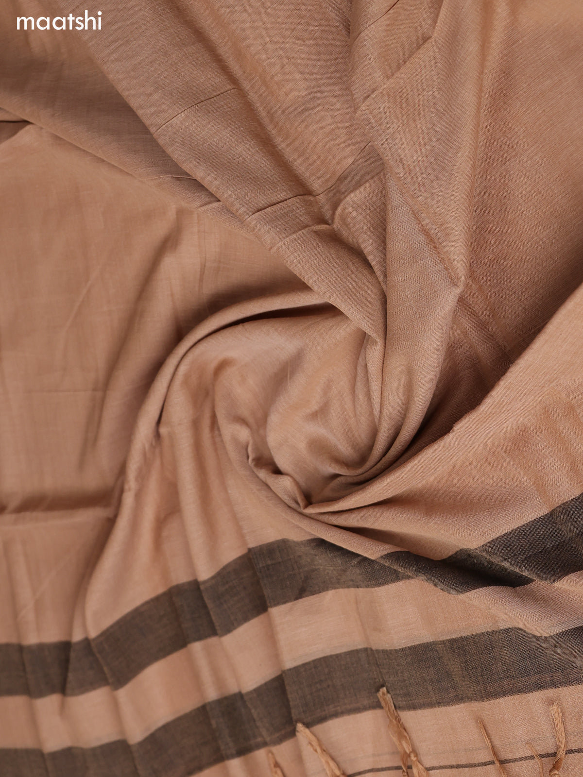 Chiku Shade Narayanpet Cotton Dress Material With Plain Body & Thread Woven Border and Running Bottom & Duppata
