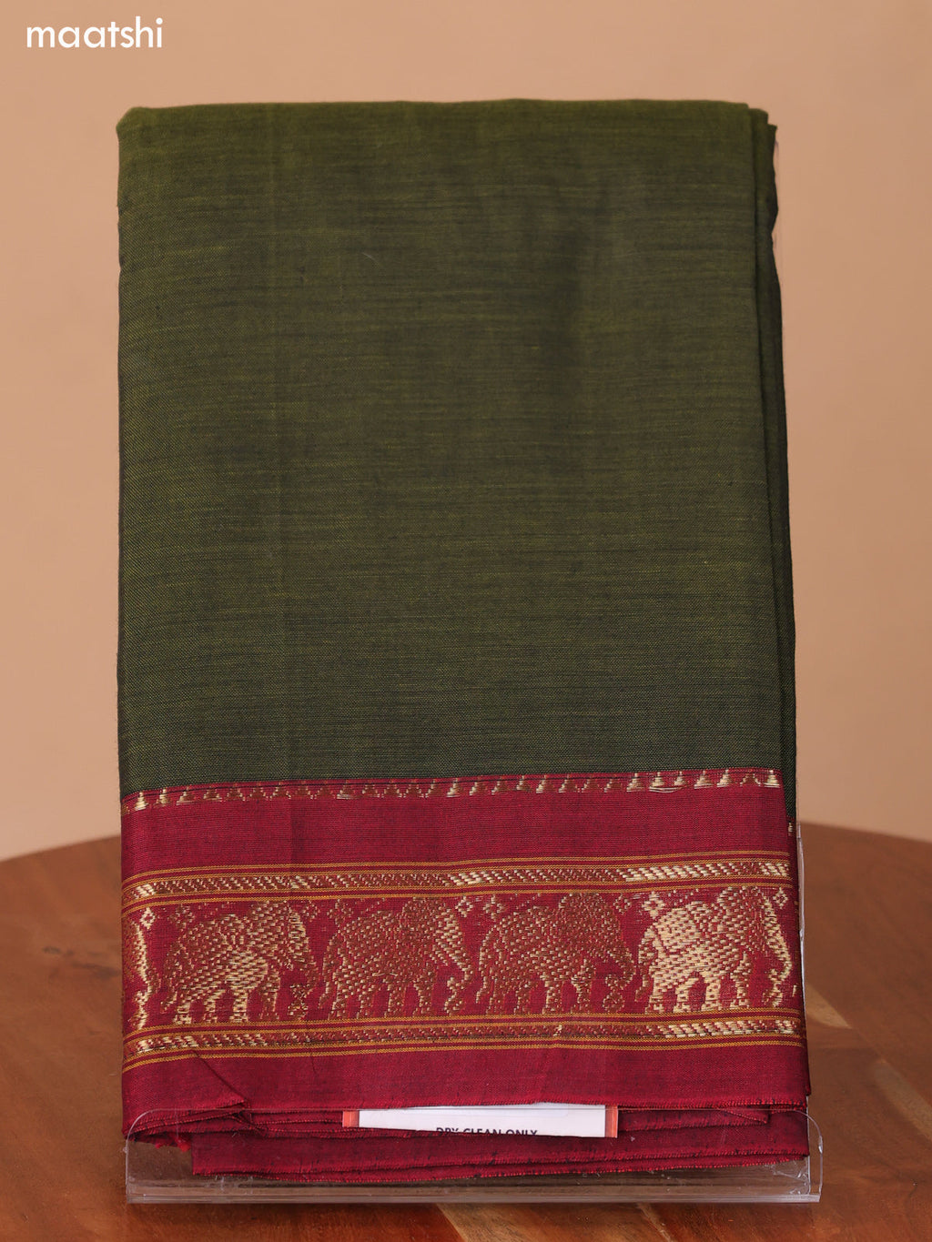 Sap Green and Maroon Narayanpet Cotton Dress Material With Plain Body & Thread Woven Border and Running Bottom & Duppata