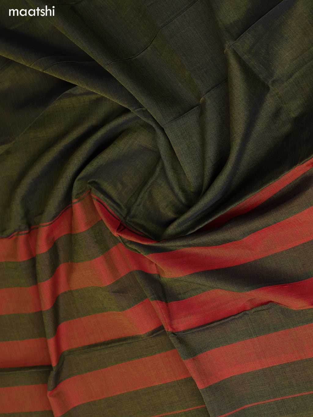 Sap Green and Maroon Narayanpet Cotton Dress Material With Plain Body & Thread Woven Border and Running Bottom & Duppata