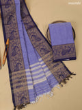 Lavender Narayanpet Cotton Dress Material With Plain Body & Thread Woven Border