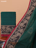 Dark Green Narayanpet Cotton Dress Material With Plain Body & Thread Woven Border and Running Bottom & Duppata