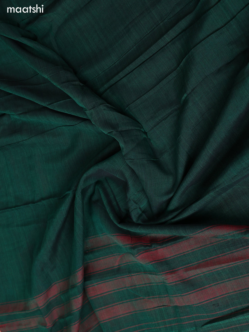 Dark Green Narayanpet Cotton Dress Material With Plain Body & Thread Woven Border and Running Bottom & Duppata