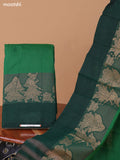 Green Narayanpet Cotton Dress Material With Plain Body & Thread Woven Border and Running Bottom & Duppata