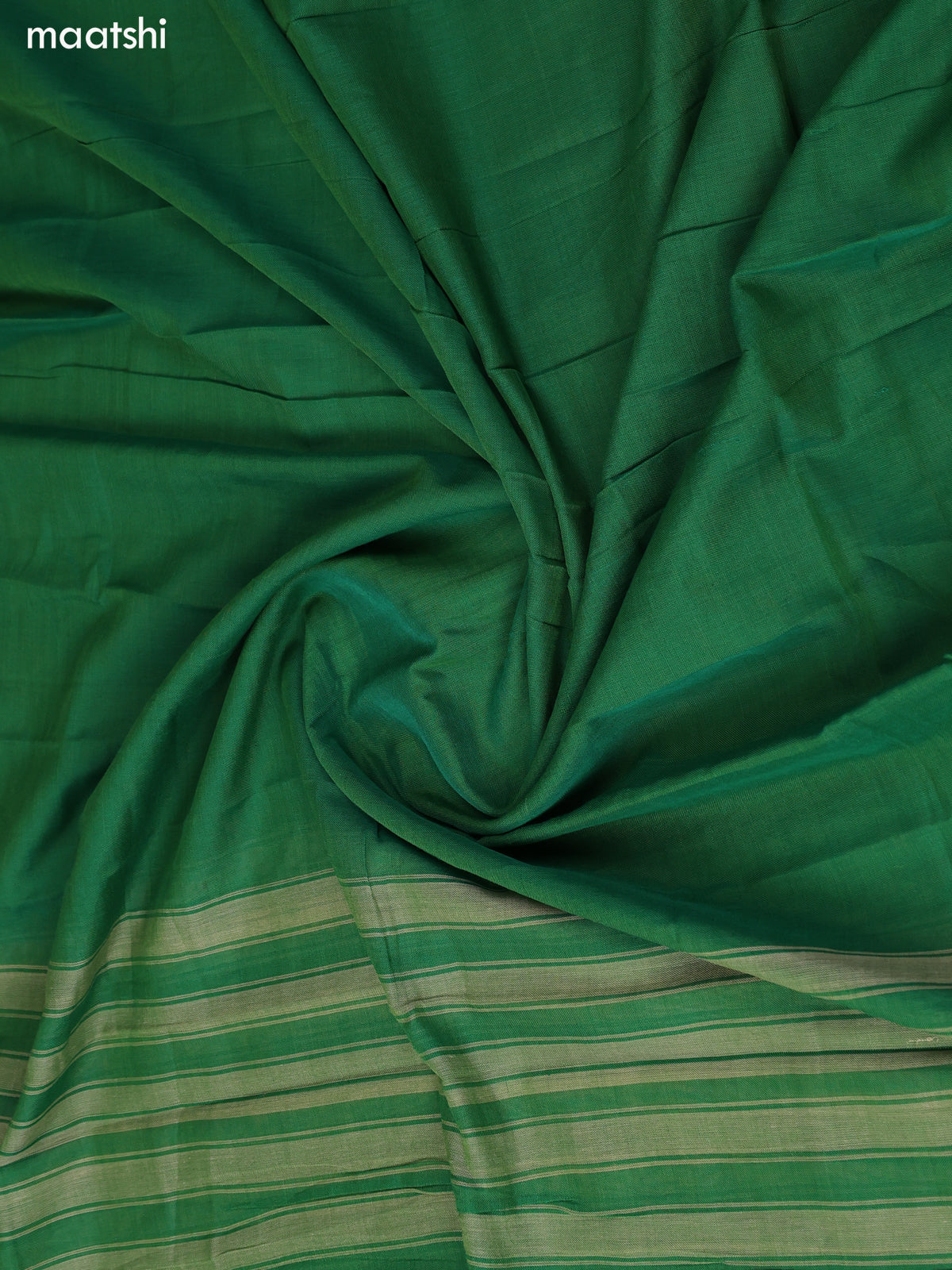 Green Narayanpet Cotton Dress Material With Plain Body & Thread Woven Border and Running Bottom & Duppata