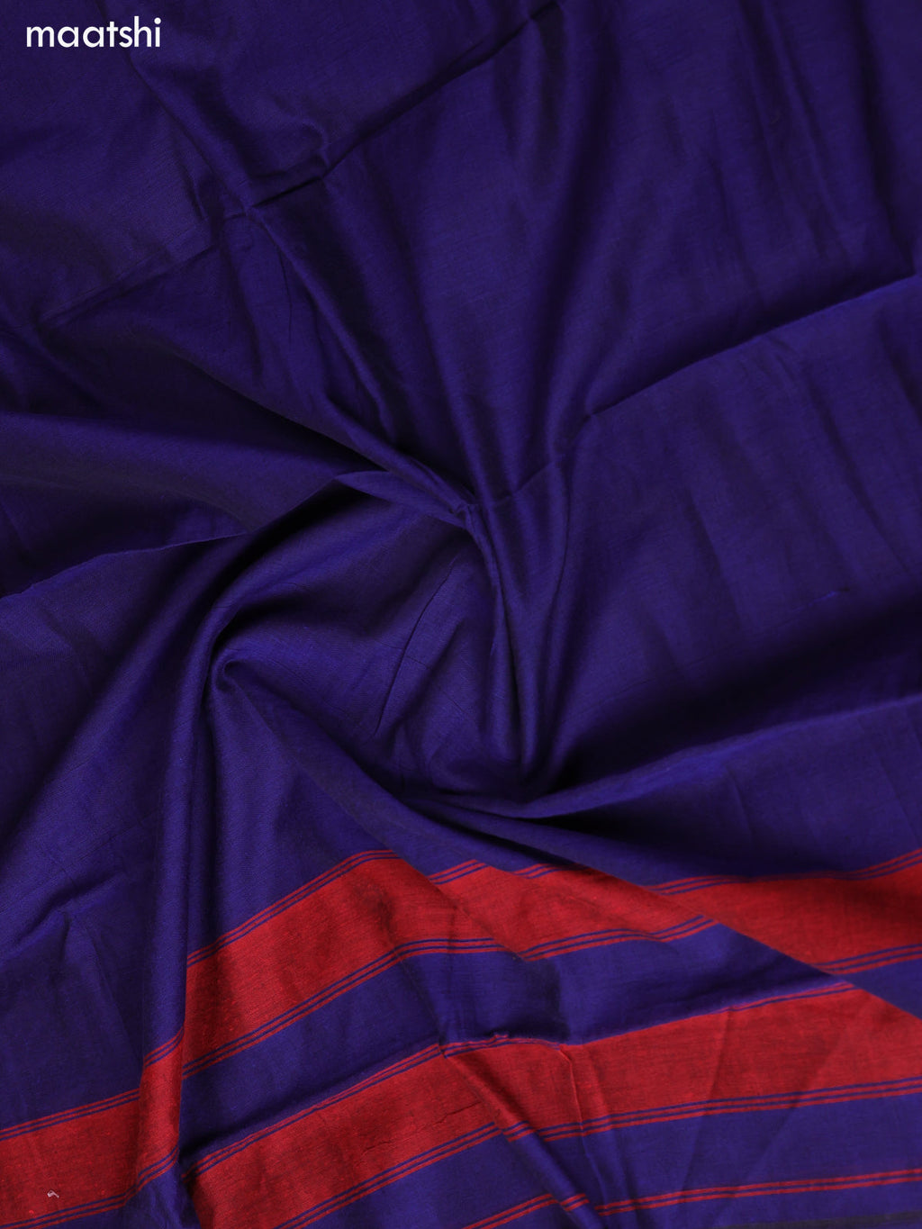 Navy Blue Narayanpet Cotton Dress Material With Plain Body & Thread Woven Border and Running Bottom & Duppata