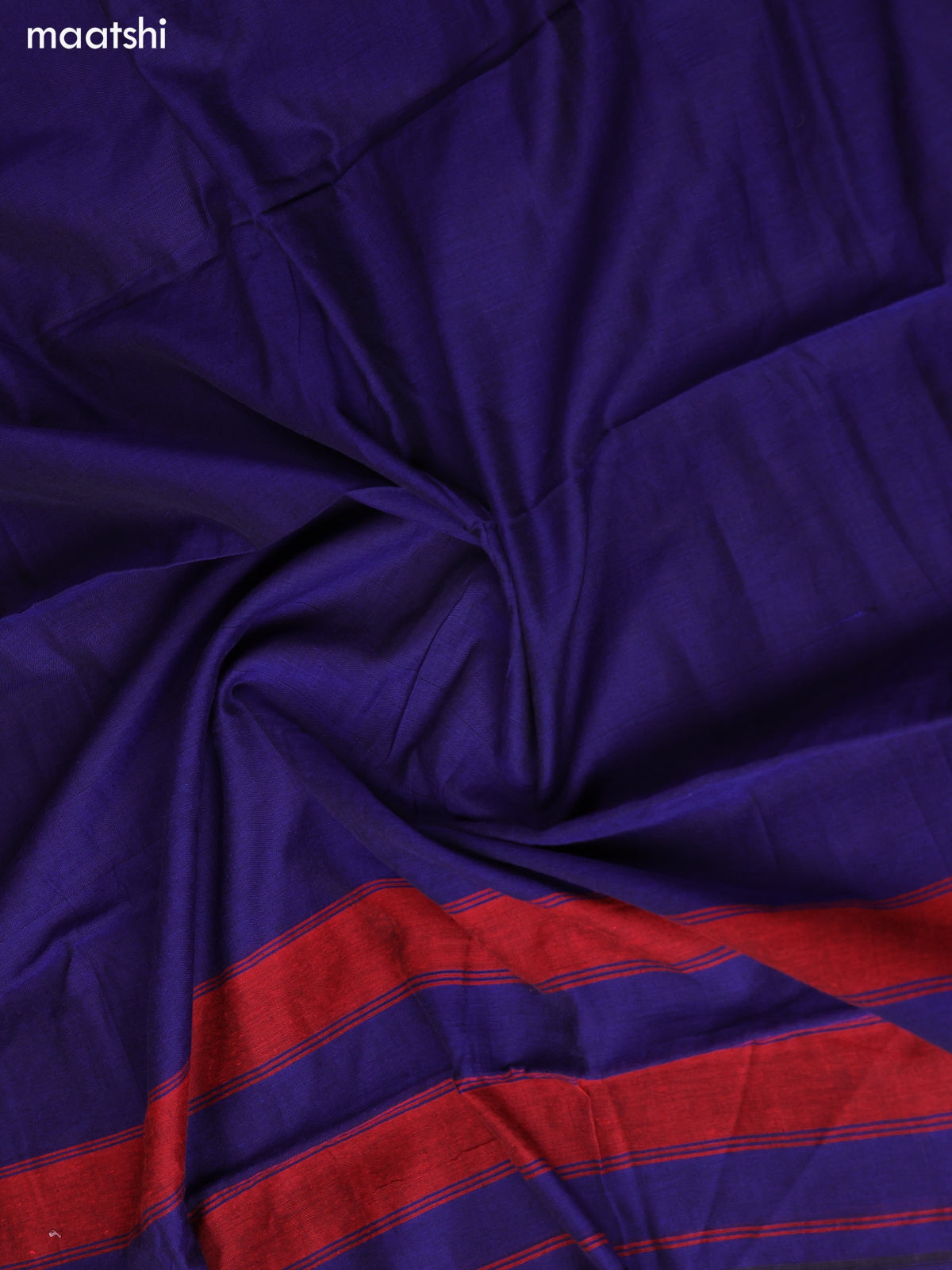 Navy Blue Narayanpet Cotton Dress Material With Plain Body & Thread Woven Border and Running Bottom & Duppata