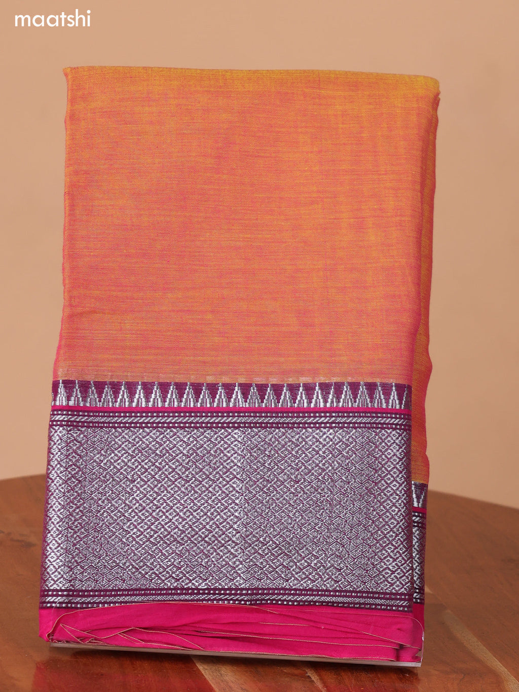 Dual Shade Of Mustard Narayanpet Cotton Dress Material With Plain Body & Silver Zari Woven Border and Running Bottom & Duppata