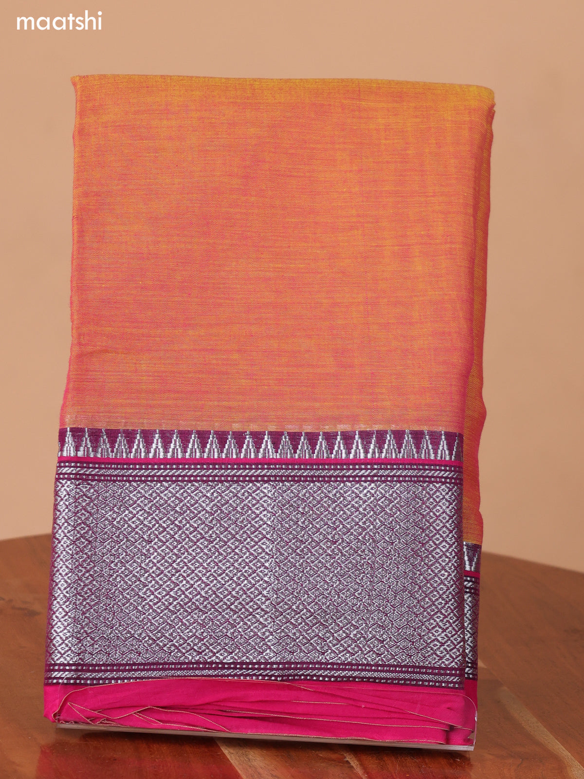 Dual Shade Of Mustard Narayanpet Cotton Dress Material With Plain Body & Silver Zari Woven Border and Running Bottom & Duppata