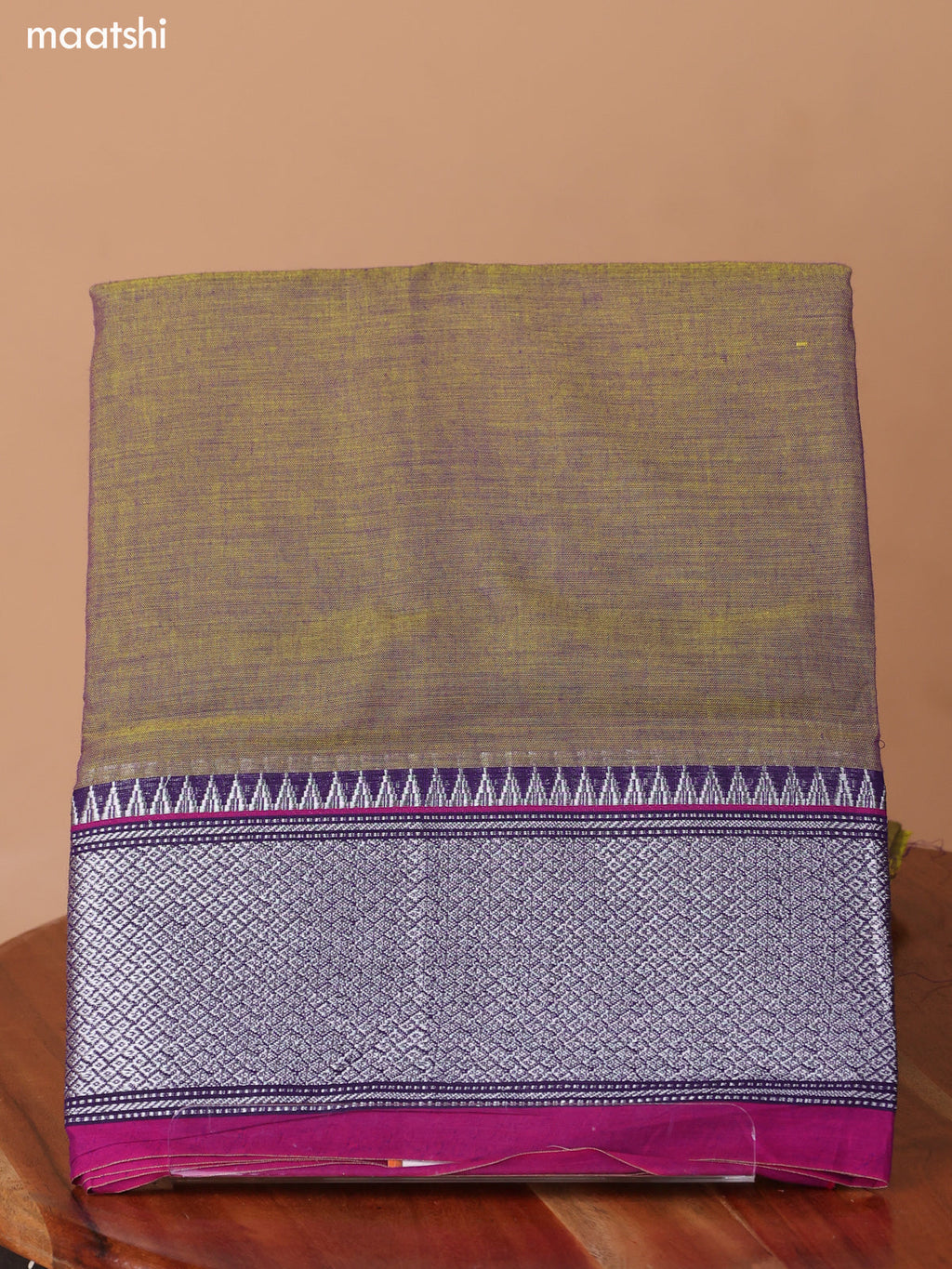 Dual Shade Of Green Narayanpet Cotton Dress Material With Plain Body & Silver Zari Woven Border and Running Bottom & Duppata