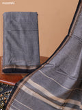 Greyish Blue Narayanpet Cotton Dress Material With Plain Body & Thread Woven Border and Running Bottom & Duppata