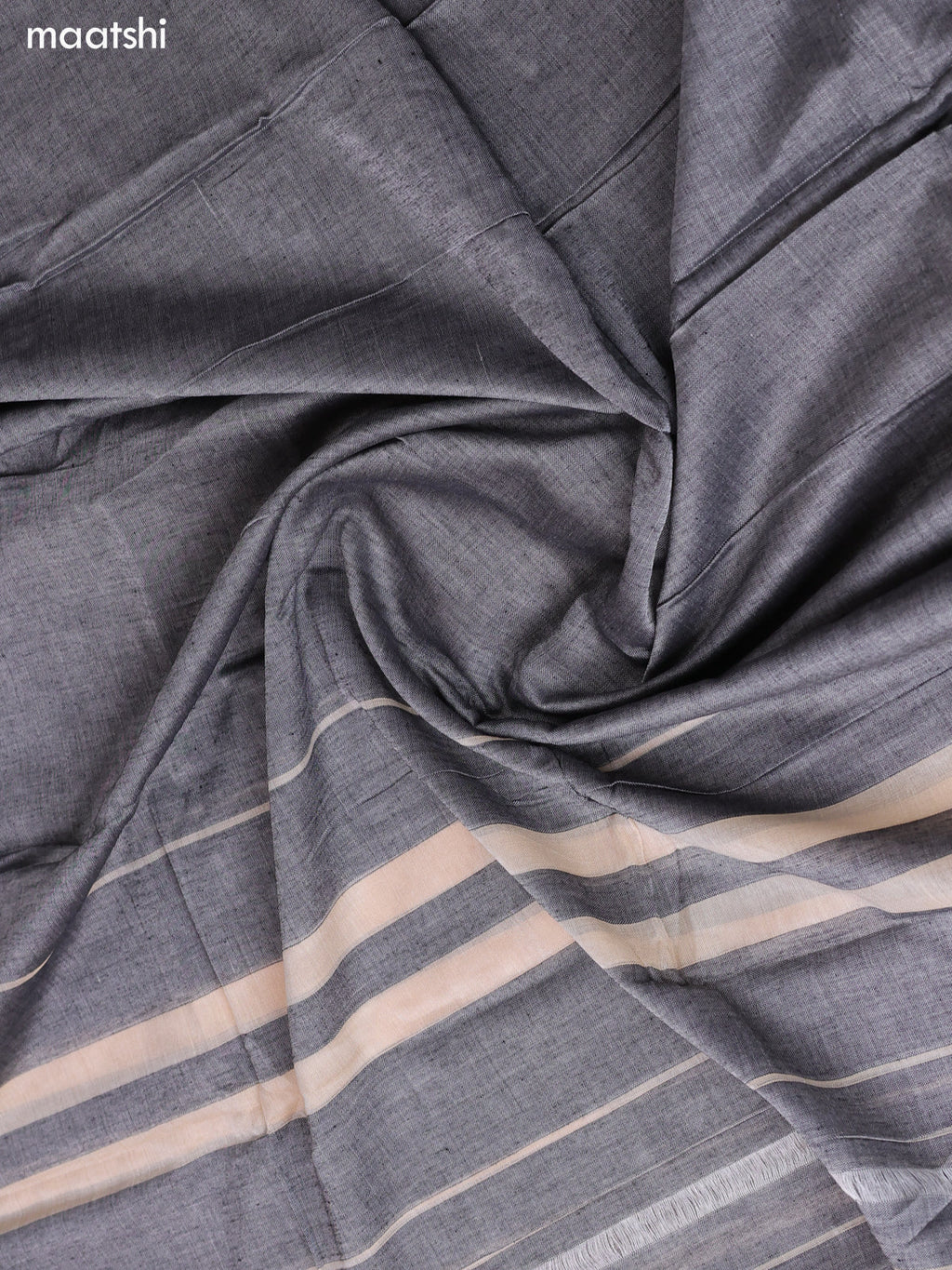 Greyish Blue Narayanpet Cotton Dress Material With Plain Body & Thread Woven Border and Running Bottom & Duppata