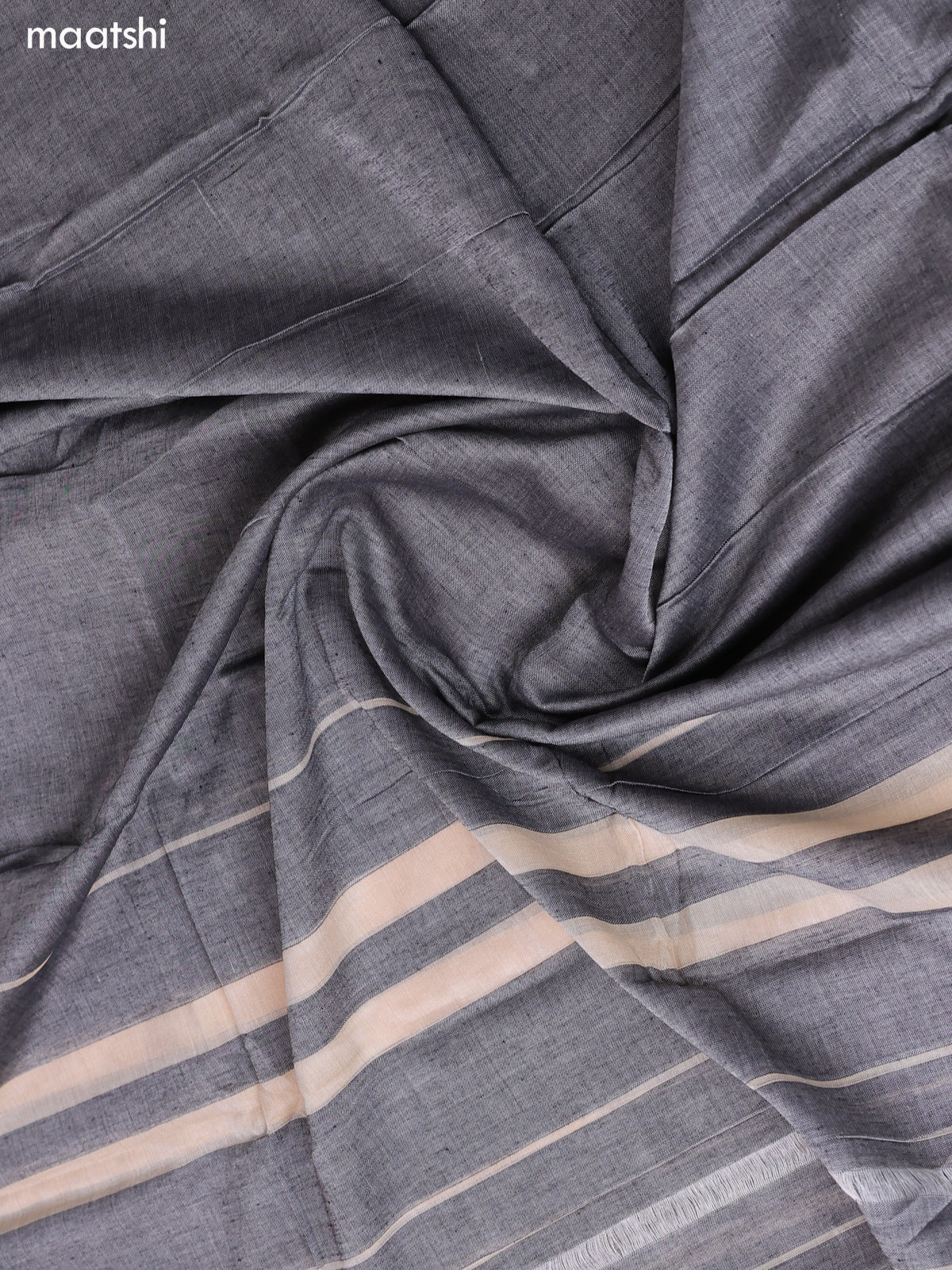 Greyish Blue Narayanpet Cotton Dress Material With Plain Body & Thread Woven Border and Running Bottom & Duppata