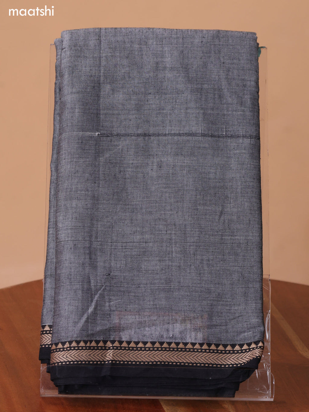 Greyish Blue Narayanpet Cotton Dress Material With Plain Body & Thread Woven Border and Running Bottom & Duppata