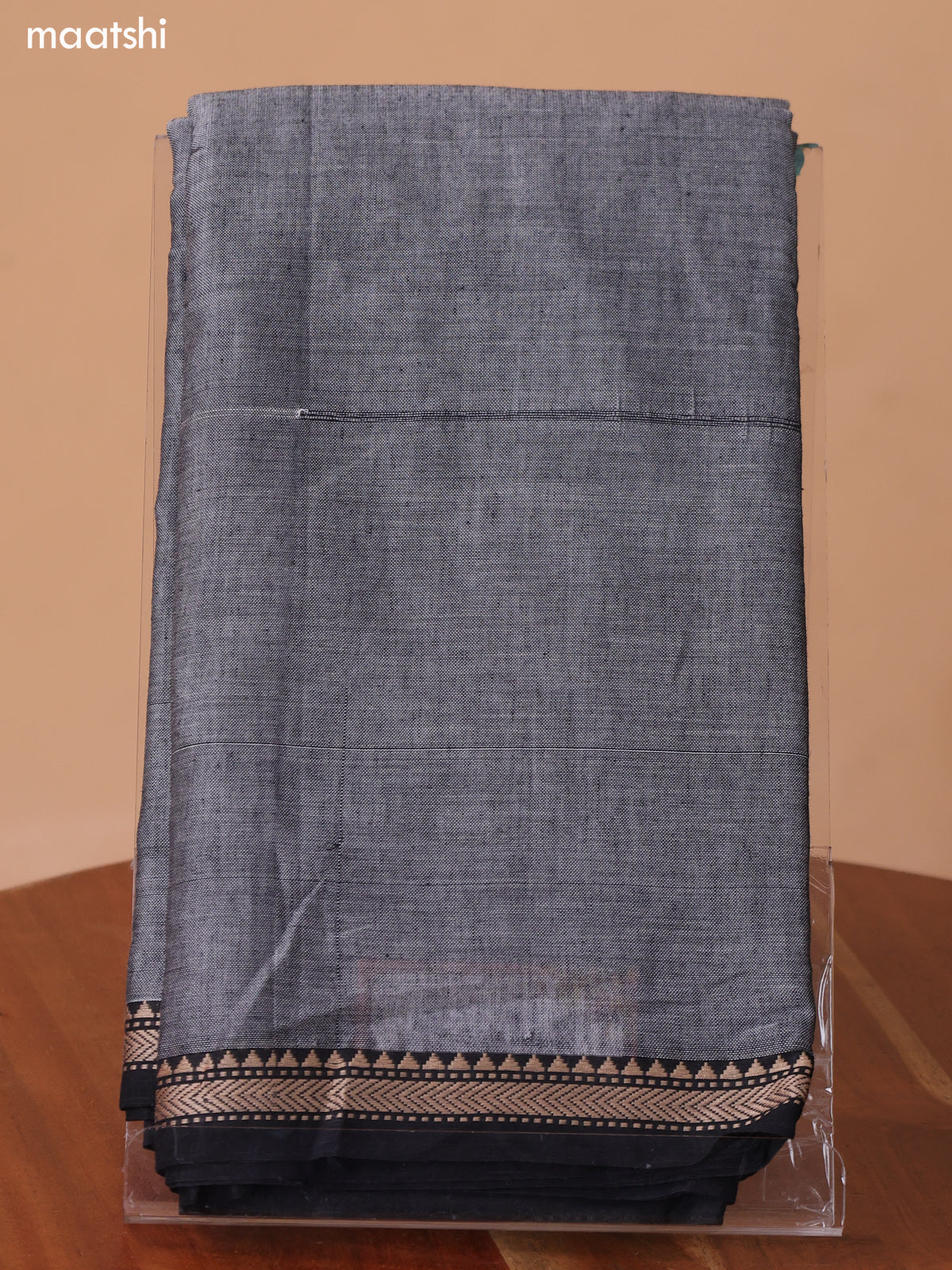Greyish Blue Narayanpet Cotton Dress Material With Plain Body & Thread Woven Border and Running Bottom & Duppata