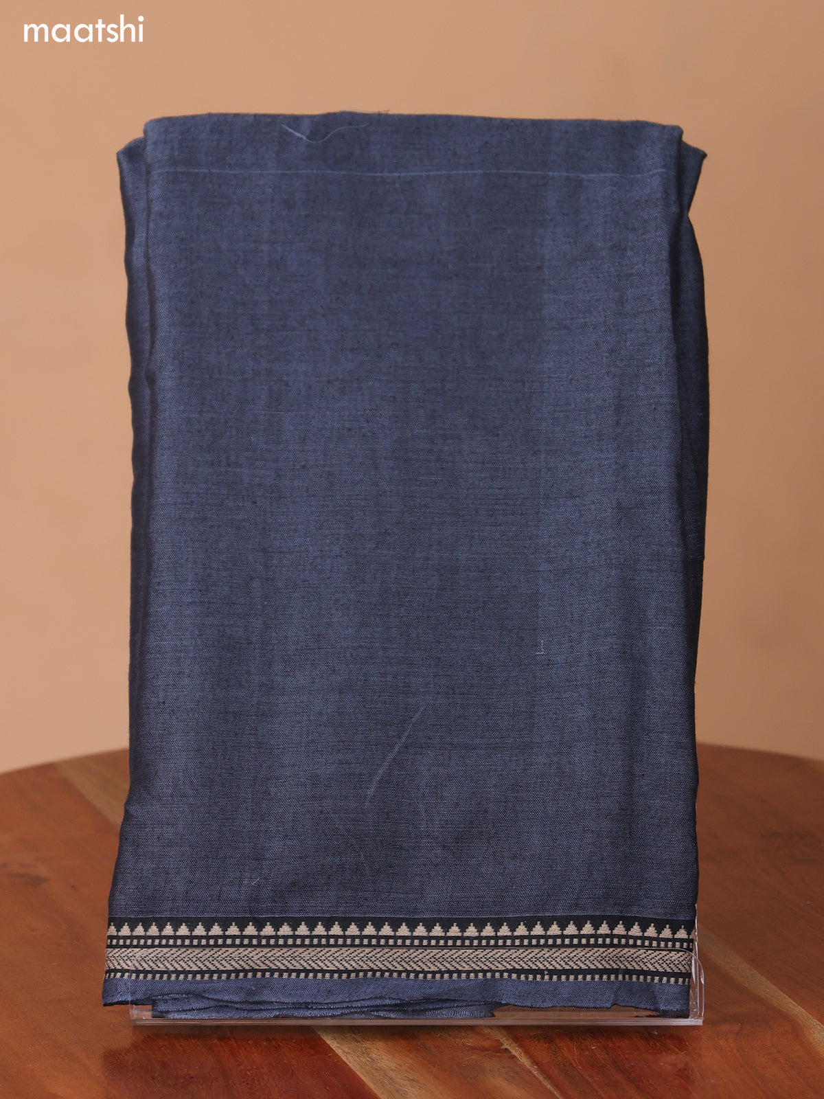 Dark Grey Narayanpet Cotton Dress Material With Plain Body & Thread Woven Border and Running Bottom & Duppata