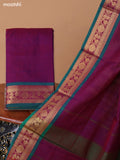 Dual Shade Of Purple Narayanpet Cotton Dress Material With Plain Body & Thread Woven Border and Running Bottom & Duppata