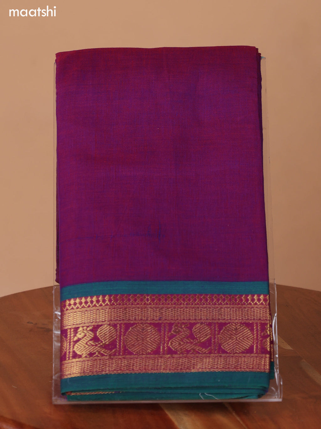 Dual Shade Of Purple Narayanpet Cotton Dress Material With Plain Body & Thread Woven Border and Running Bottom & Duppata