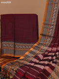 Maroon and Mustard Narayanpet Cotton Dress Material With Plain Body & Thread Woven Border and Running Bottom & Dupatta