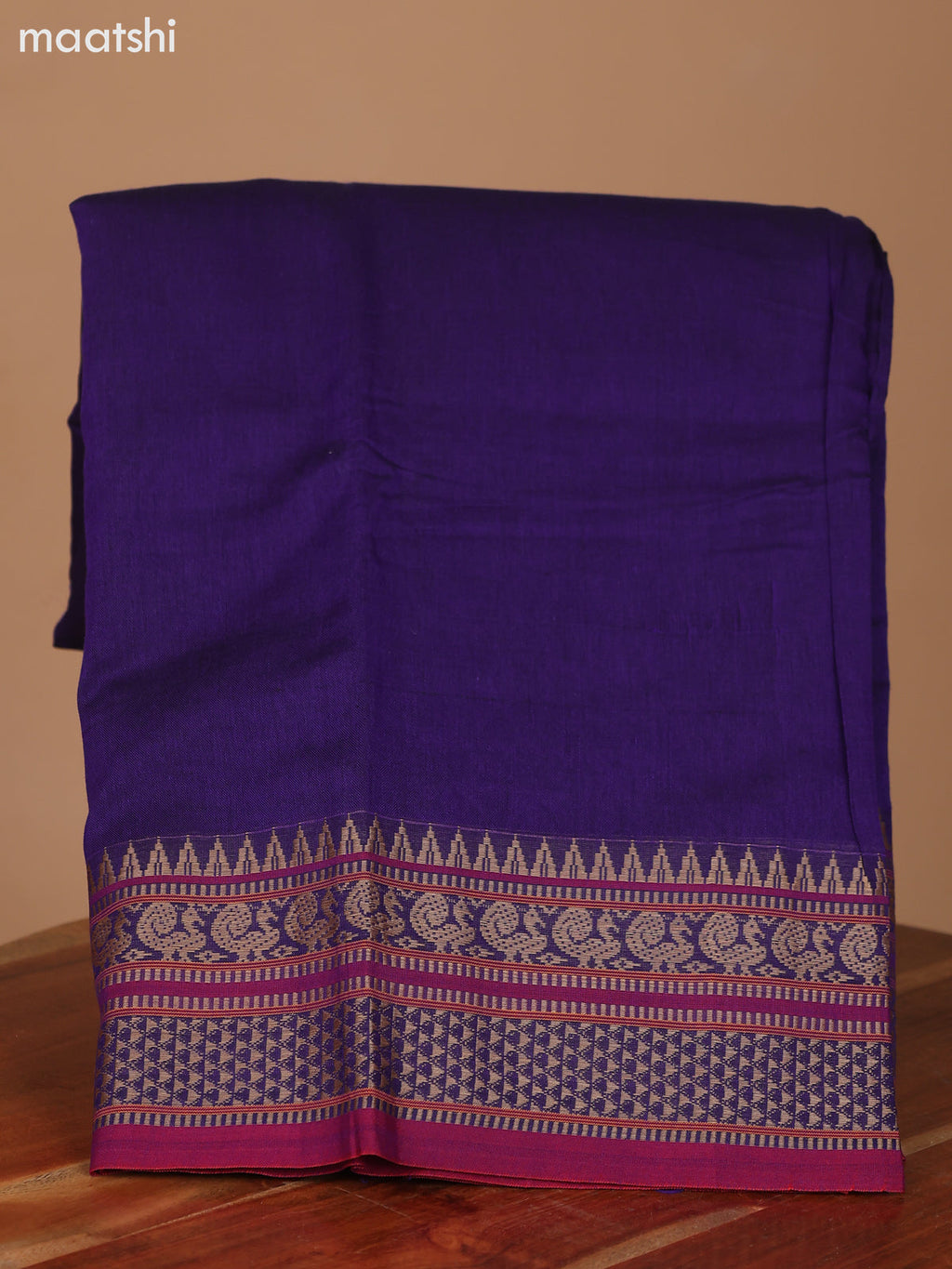 Violet and Magenta Pink Narayanpet Cotton Dress Material With Plain Body & Thread Woven Border and Running Bottom & Dupatta