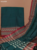 Green and Maroon Narayanpet Cotton Dress Material With Plain Body & Thread Woven Border and Running Bottom & Dupatta