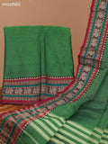 Sap Green and Maroon Narayanpet Cotton Dress Material With Plain Body & Thread Woven Border and Running Bottom & Dupatta