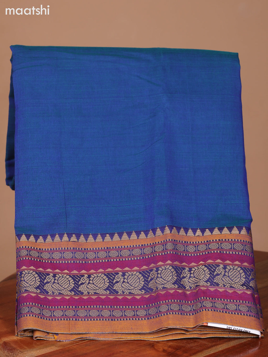 Dual Shade Of Peacock Blue and Mustard Narayanpet Cotton Dress Material With Plain Body & Thread Woven Border and Running Bottom & Dupatta