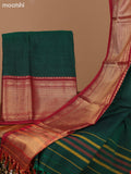 Green and Maroon Narayanpet Cotton Dress Material With Plain Body & Zari Woven Border and Running Bottom & Dupatta