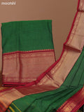 Sap Green and Maroon Narayanpet Cotton Dress Material With Plain Body & Zari Woven Border and Running Bottom & Dupatta