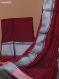 Maroon and Black Narayanpet Cotton Dress Material With Plain Body & Silver Zari Border and Running Bottom & Dupatta